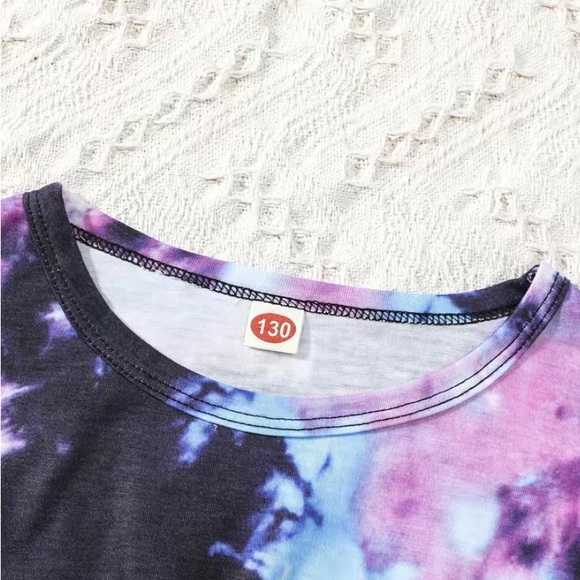 Girls Tye-Dye T-Shirt and Short Set for Summer Time Fun and Parties - Picture 3 of 7